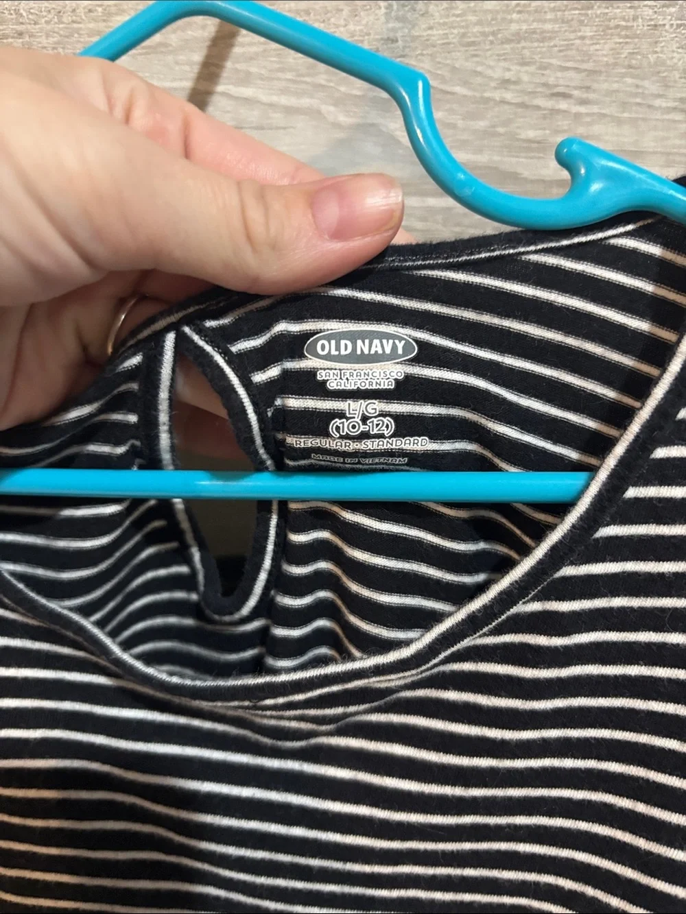 Girls Black and White Striped Short Sleeve Dress